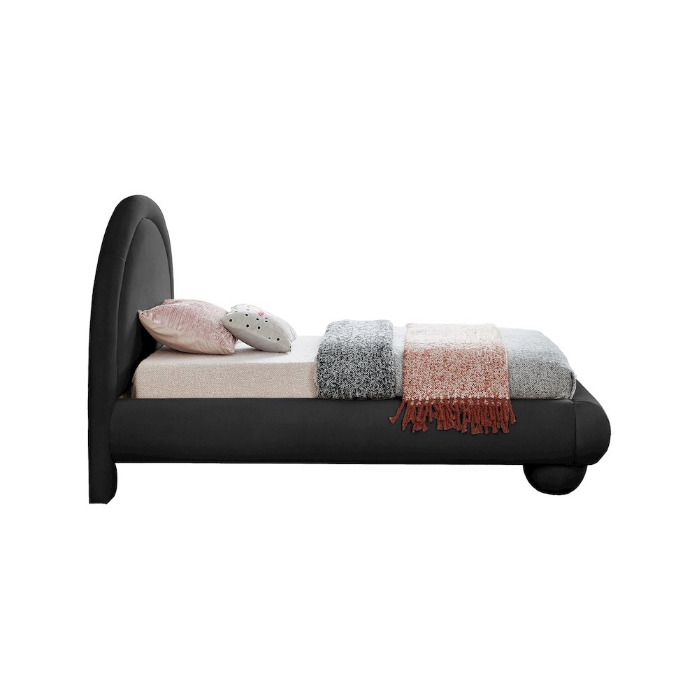 Madrid Black Velvet Twin Bed. Picture 3