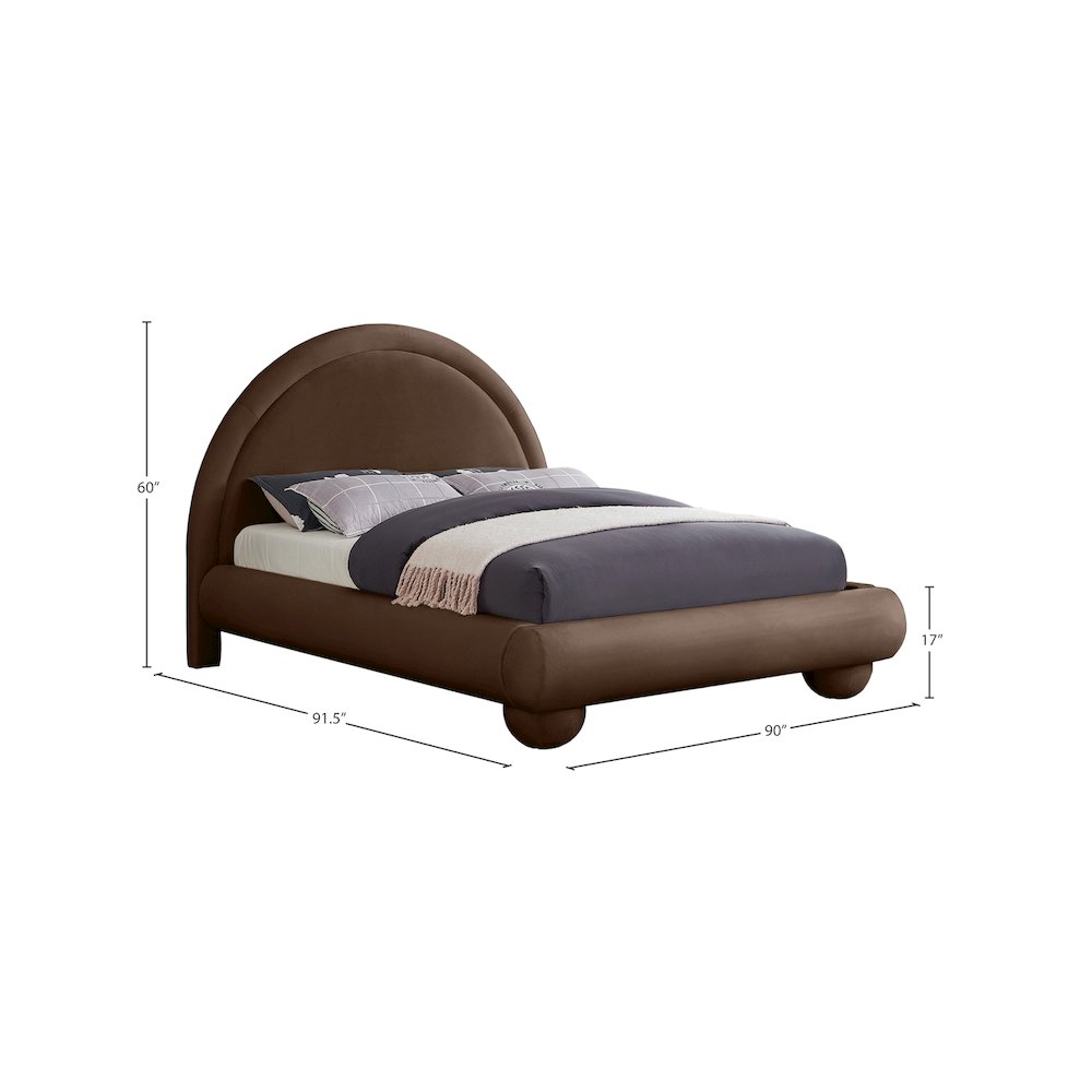 Madrid Brown Velvet King Bed. Picture 6