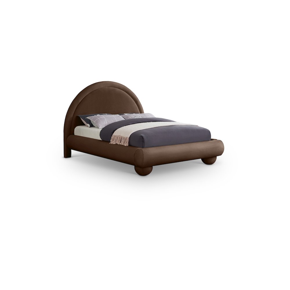 Madrid Brown Velvet King Bed. Picture 1
