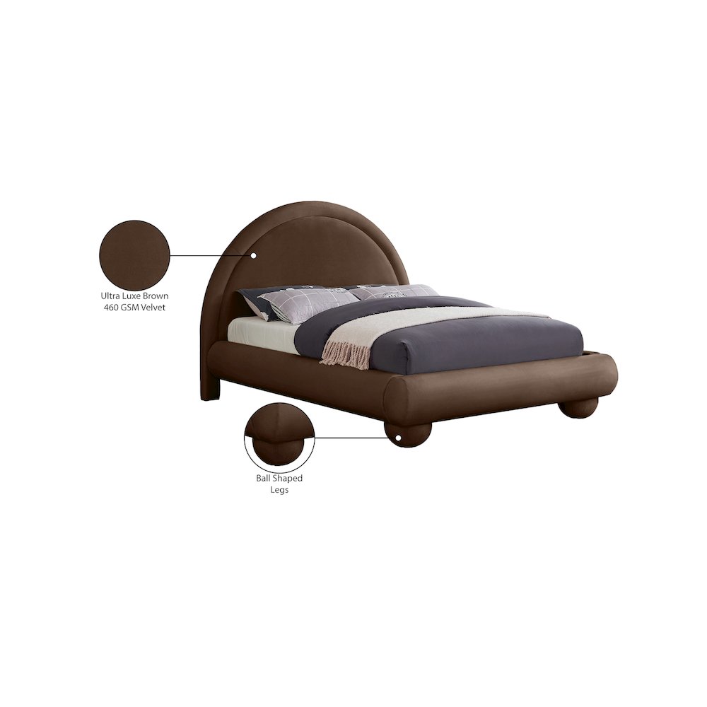 Madrid Brown Velvet Queen Bed. Picture 7