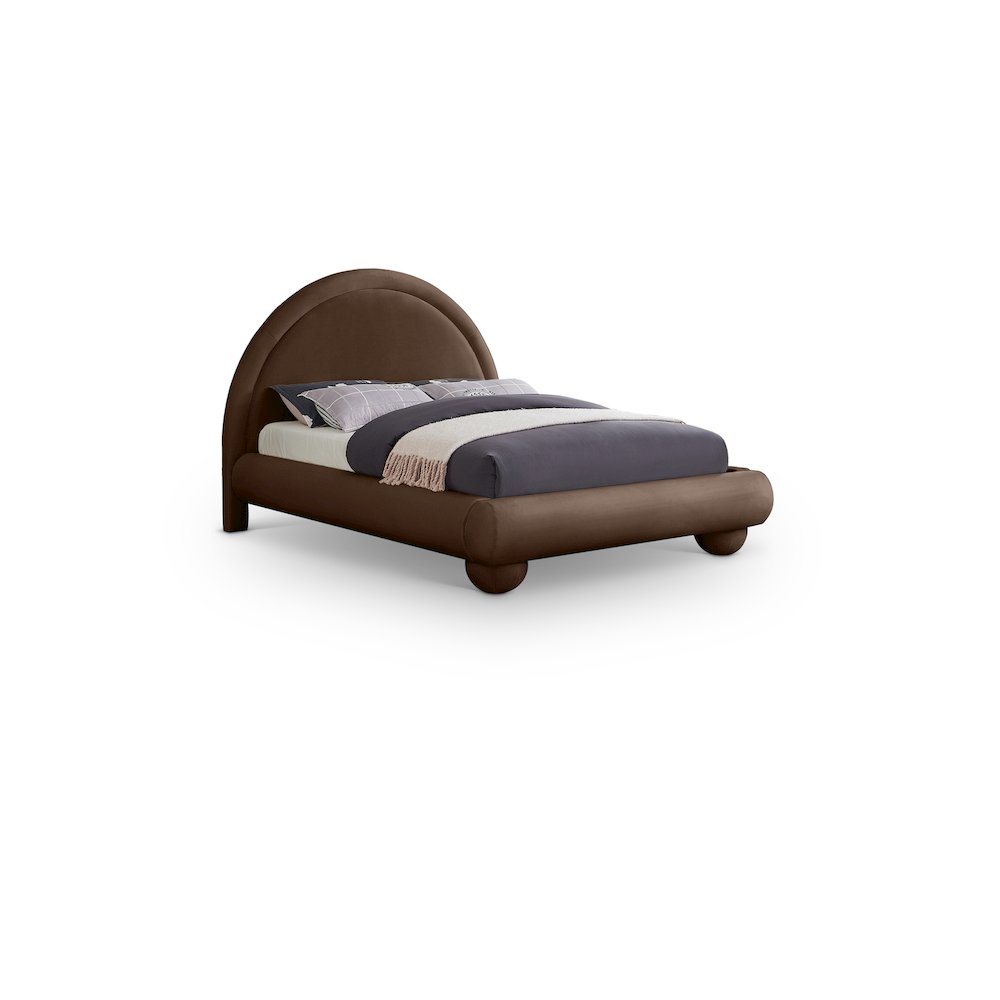 Madrid Brown Velvet Queen Bed. Picture 1