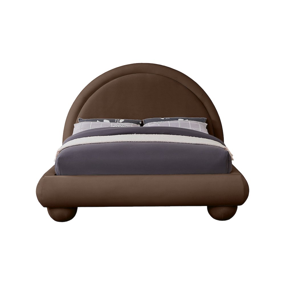 Madrid Brown Velvet Queen Bed. Picture 2