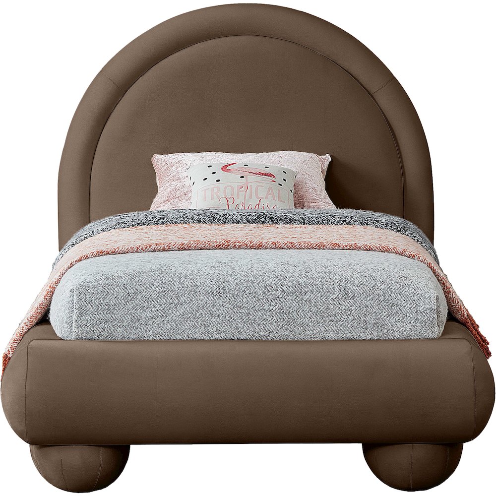 Madrid Brown Velvet Twin Bed. Picture 2