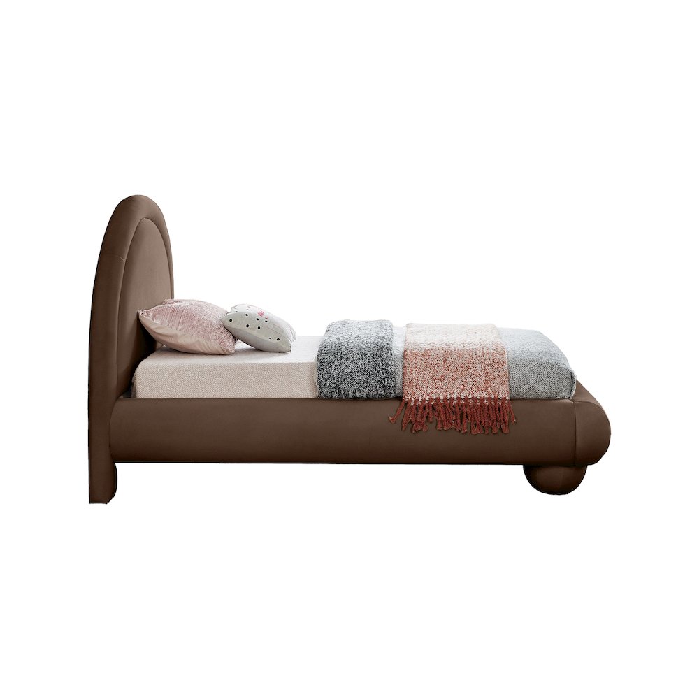 Madrid Brown Velvet Twin Bed. Picture 3