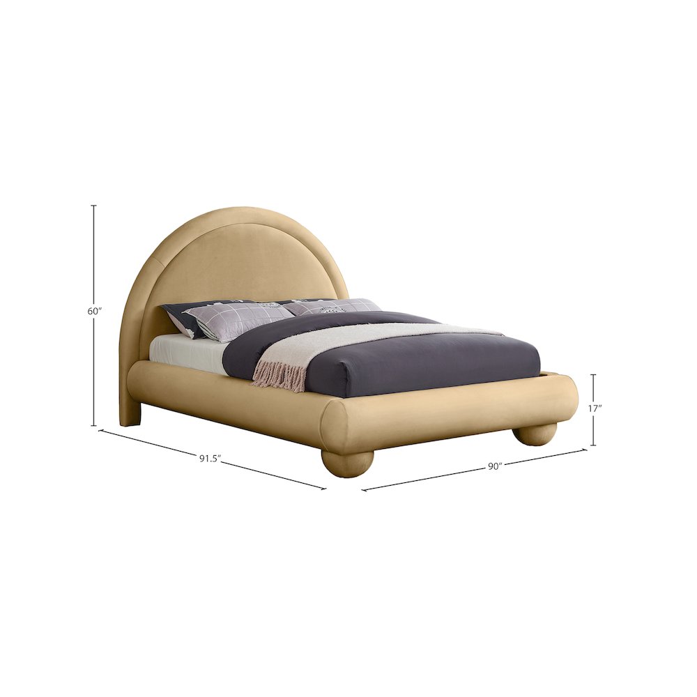 Madrid Camel Velvet King Bed. Picture 6