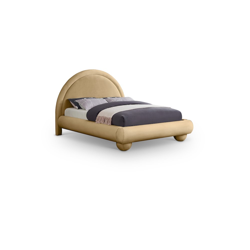 Madrid Camel Velvet King Bed. Picture 1