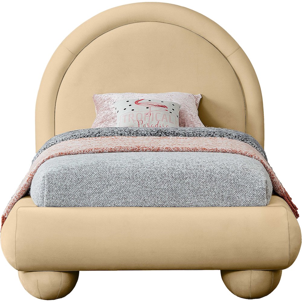 Madrid Camel Velvet Twin Bed. Picture 2