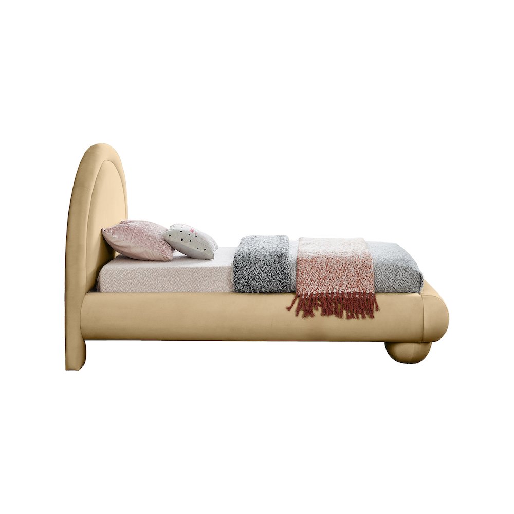Madrid Camel Velvet Twin Bed. Picture 3