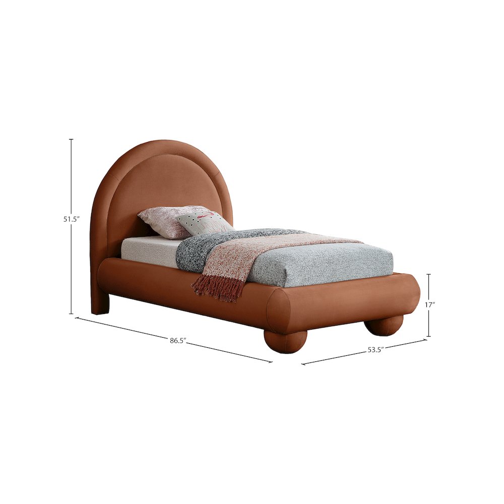 Madrid Cognac Velvet Twin Bed. Picture 6