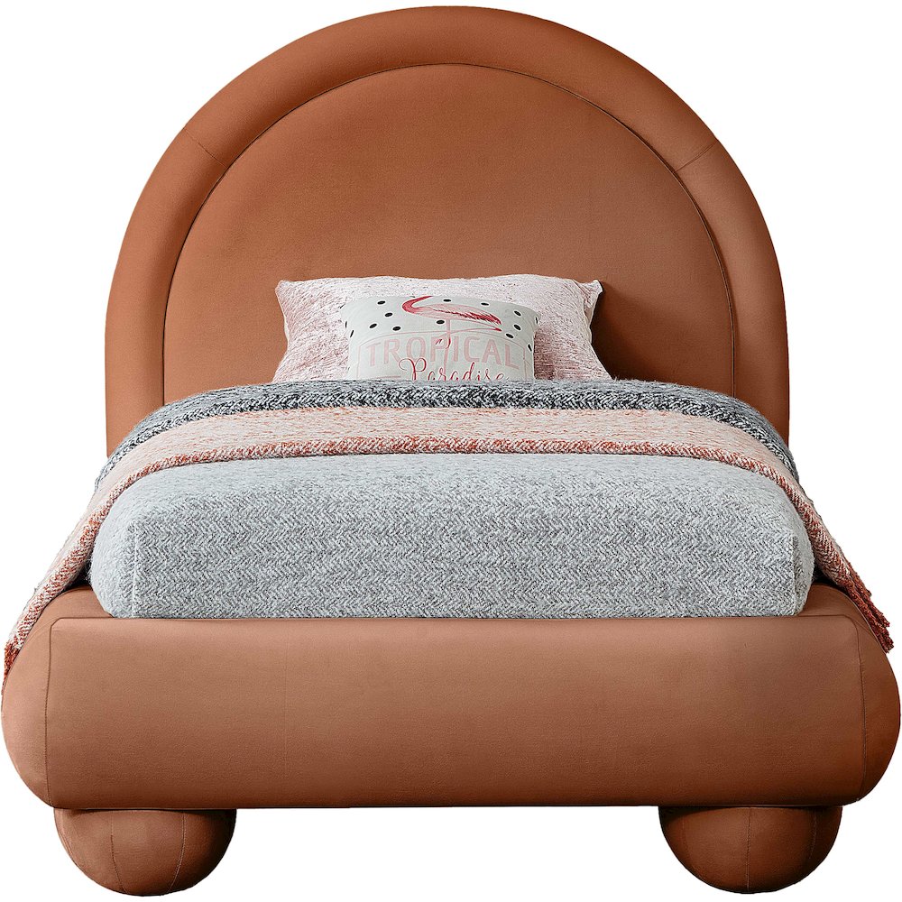 Madrid Cognac Velvet Twin Bed. Picture 2