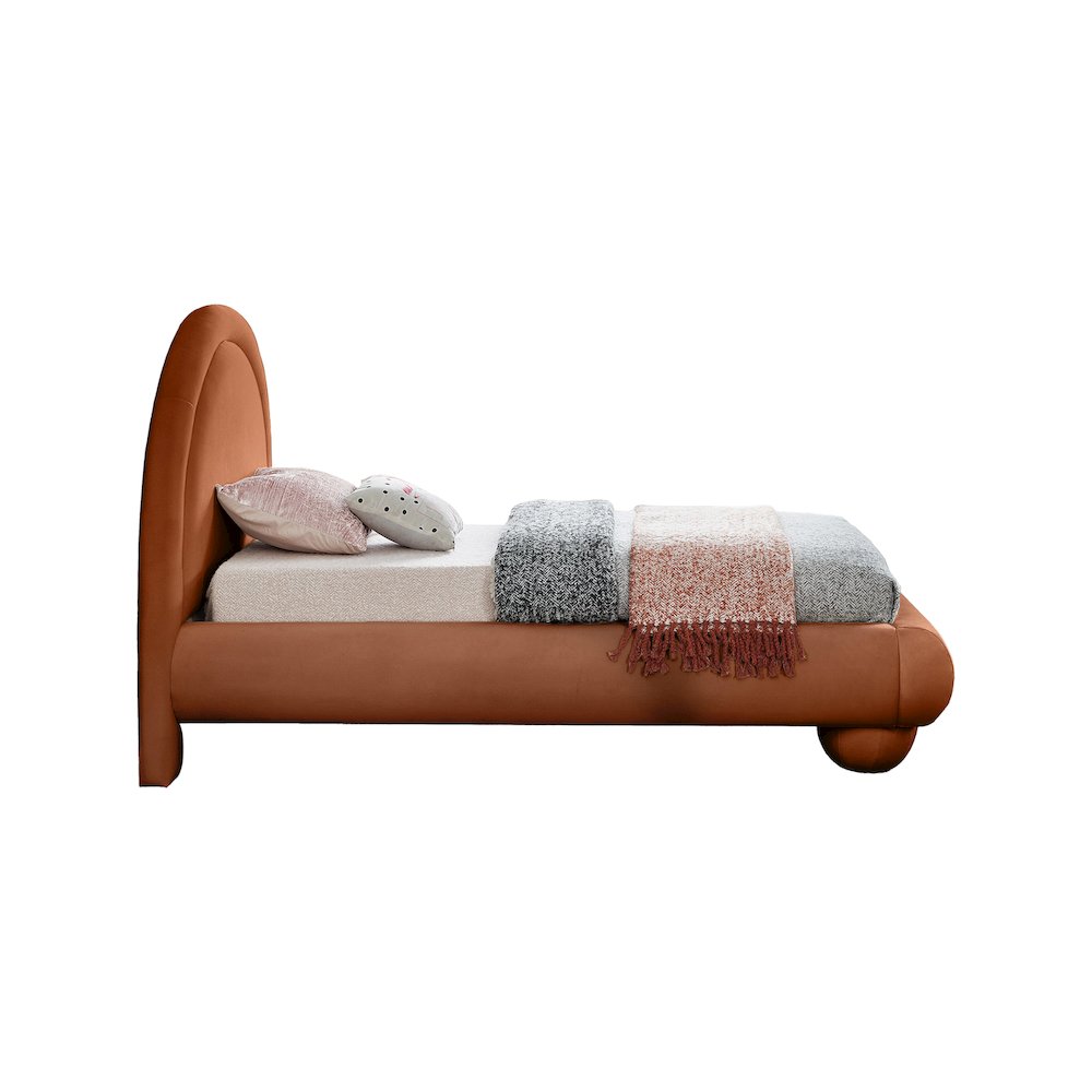 Madrid Cognac Velvet Twin Bed. Picture 3