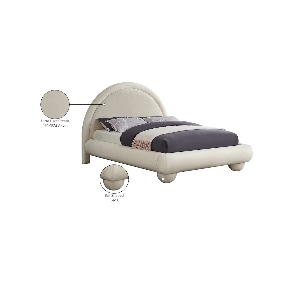 Madrid Cream Velvet King Bed. Picture 7