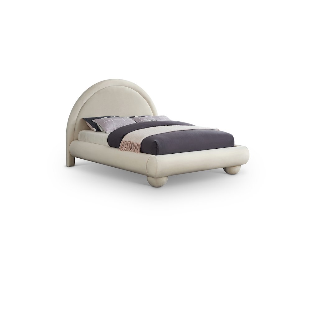 Madrid Cream Velvet King Bed. Picture 1