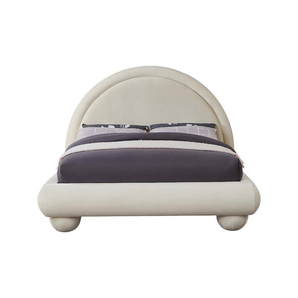 Madrid Cream Velvet King Bed. Picture 2