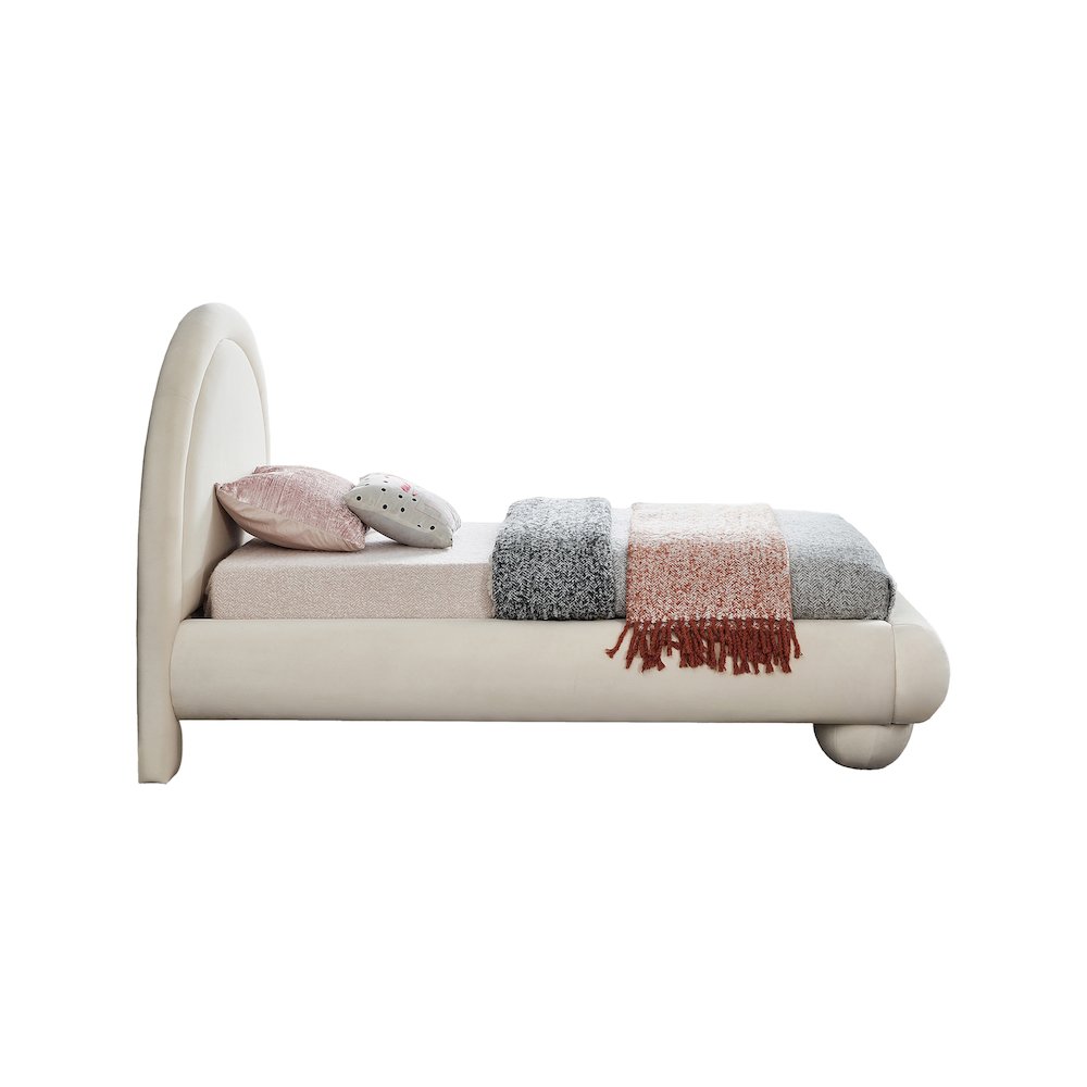 Madrid Cream Velvet Twin Bed. Picture 3