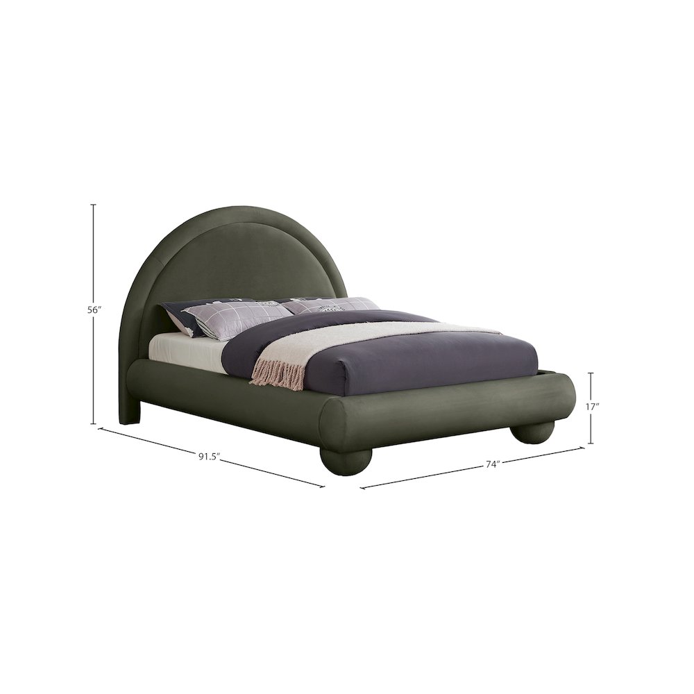 Madrid Green Velvet Queen Bed. Picture 6