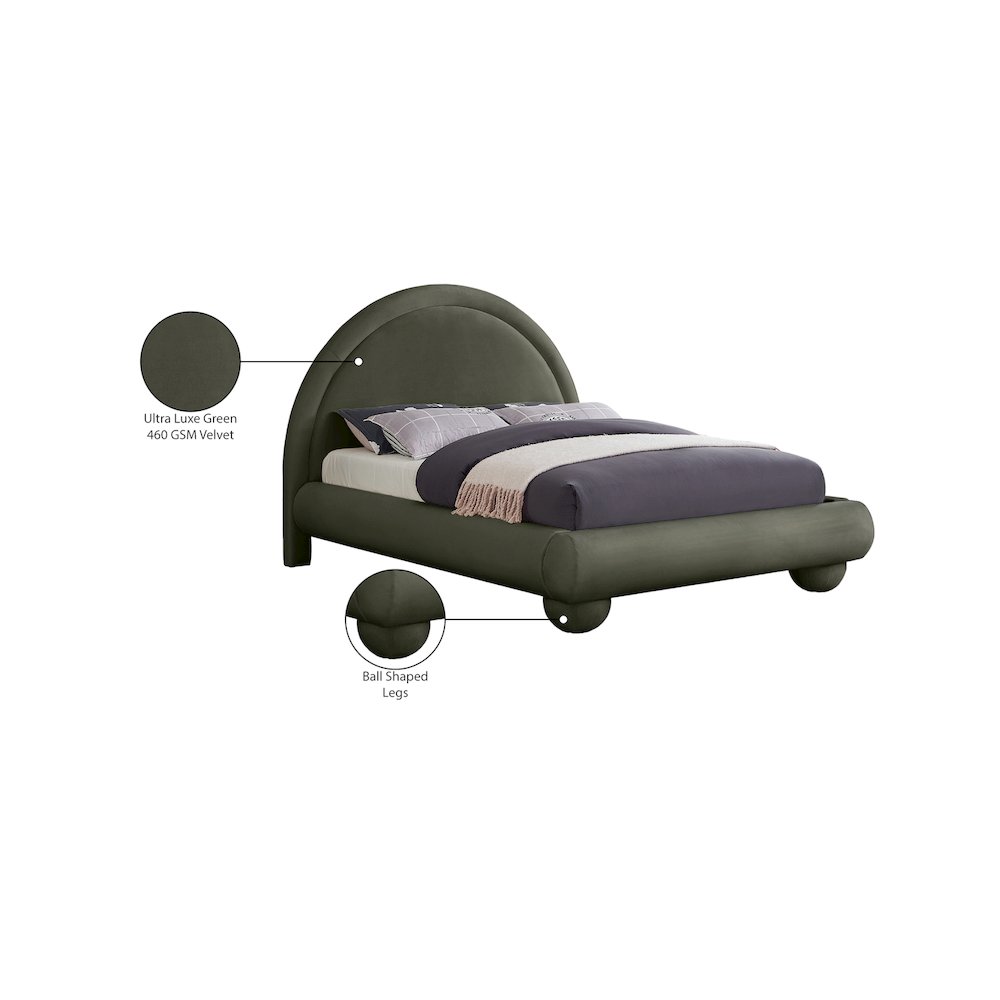 Madrid Green Velvet Queen Bed. Picture 7