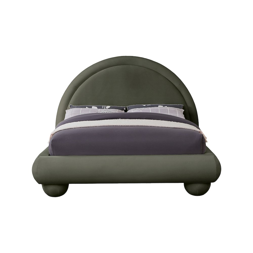 Madrid Green Velvet Queen Bed. Picture 2