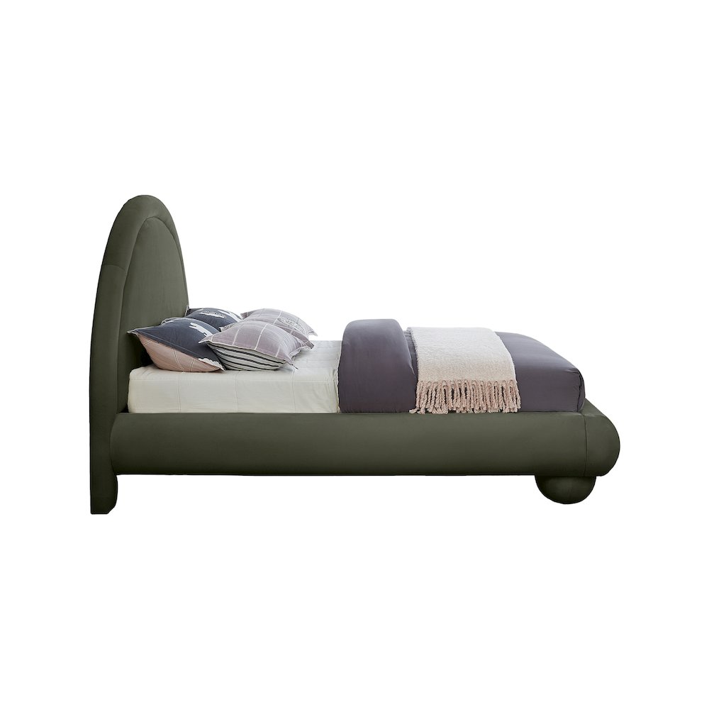 Madrid Green Velvet Queen Bed. Picture 3