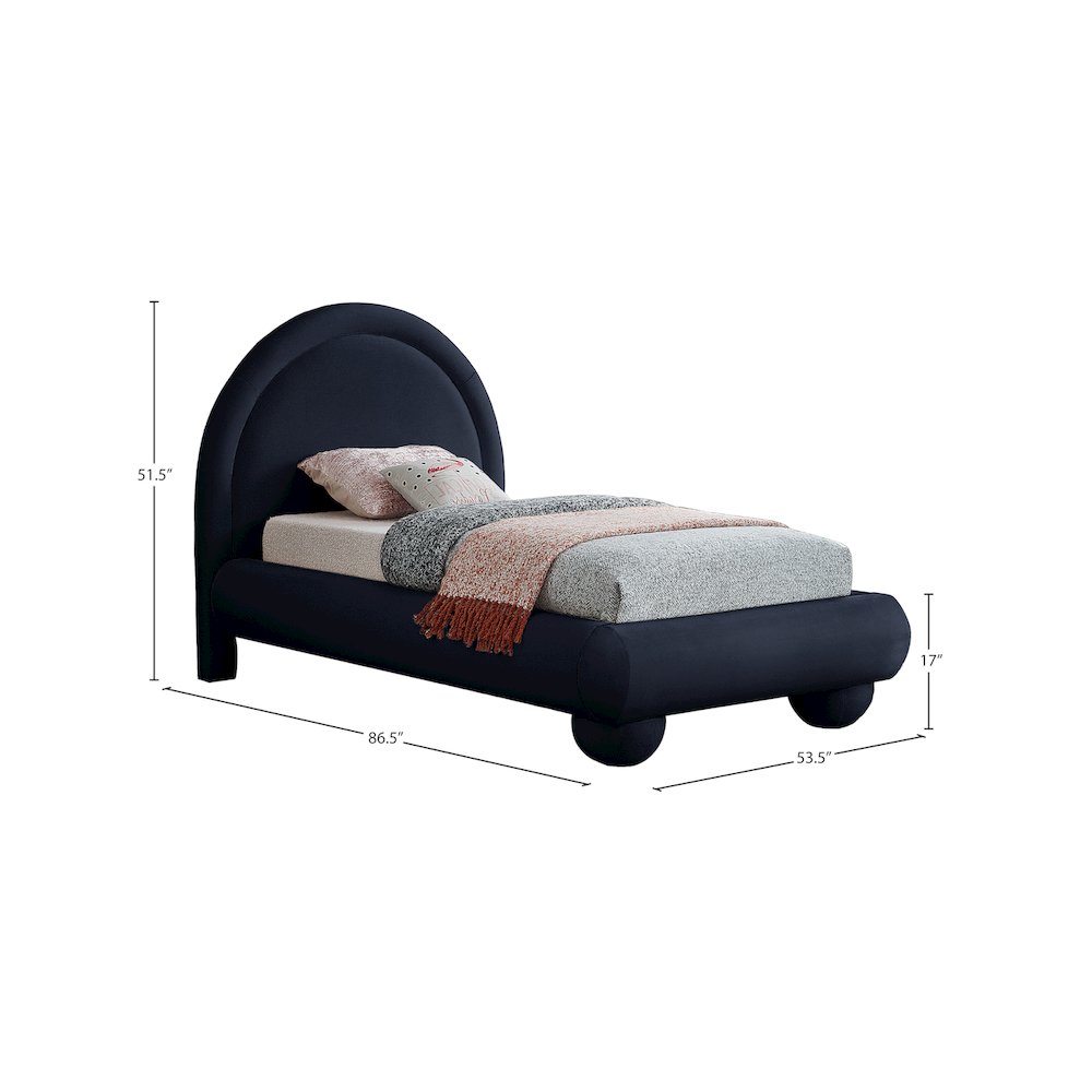 Madrid Navy Velvet Twin Bed. Picture 6