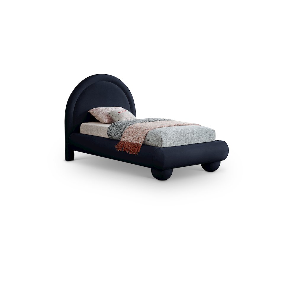 Madrid Navy Velvet Twin Bed. Picture 1