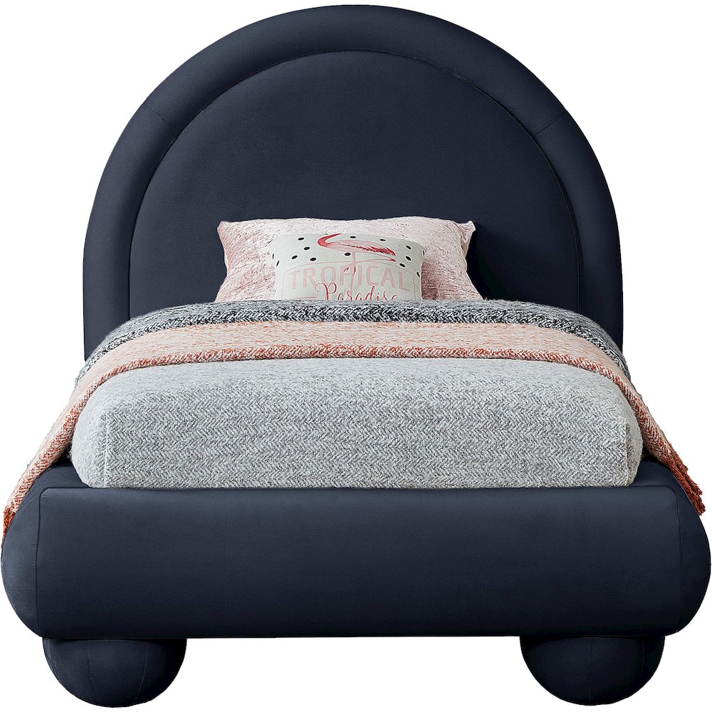 Madrid Navy Velvet Twin Bed. Picture 2