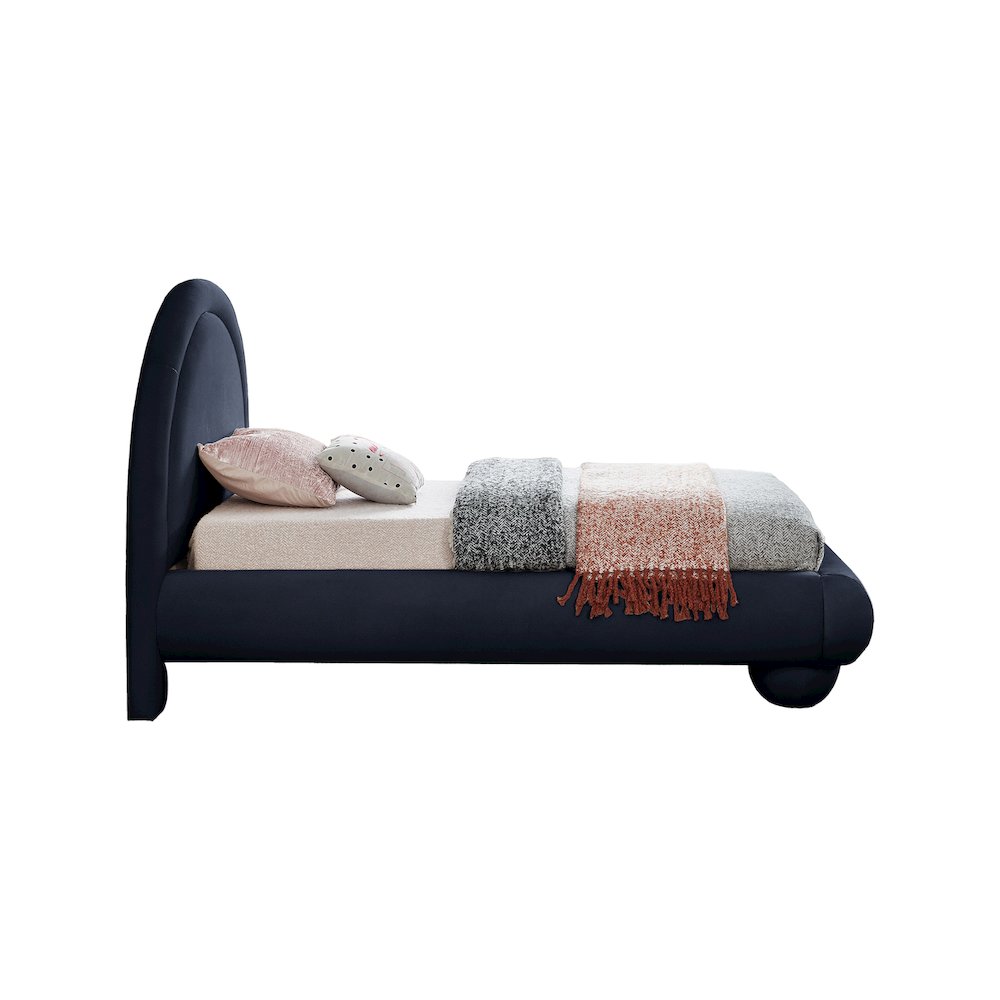 Madrid Navy Velvet Twin Bed. Picture 3