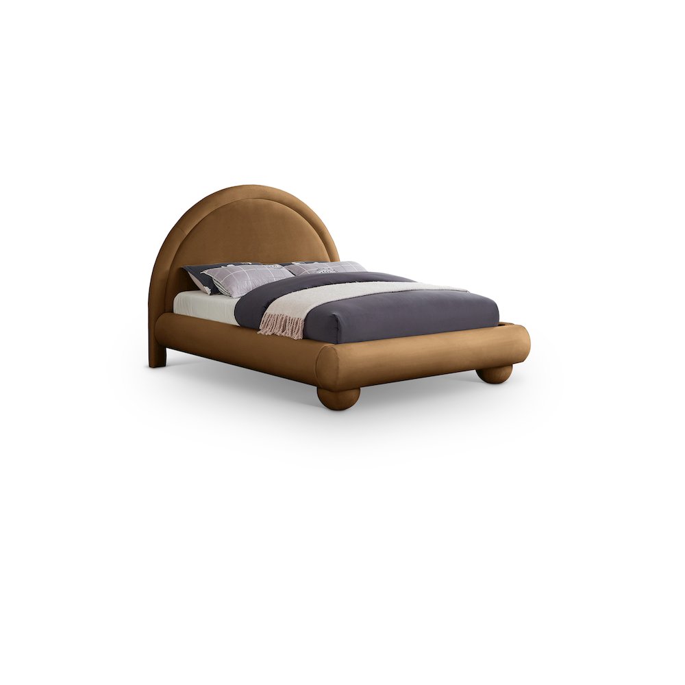Madrid Saddle Velvet King Bed. Picture 1