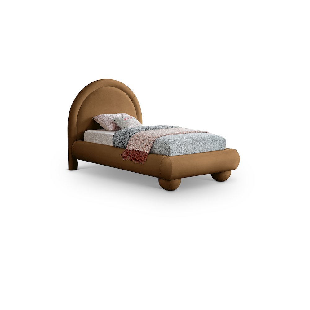 Madrid Saddle Velvet Twin Bed. Picture 1