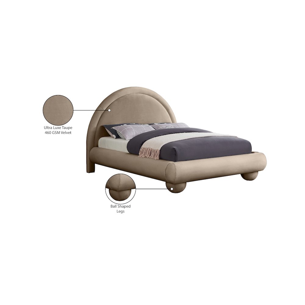 Madrid Taupe Velvet King Bed. Picture 7