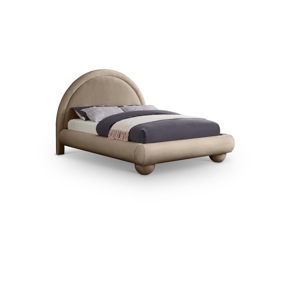 Madrid Taupe Velvet King Bed. Picture 1