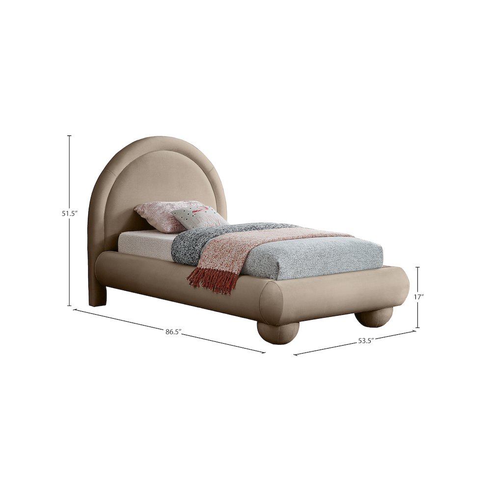 Madrid Taupe Velvet Twin Bed. Picture 6