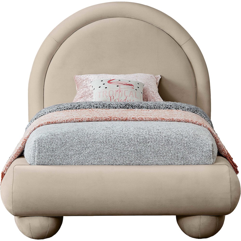 Madrid Taupe Velvet Twin Bed. Picture 2