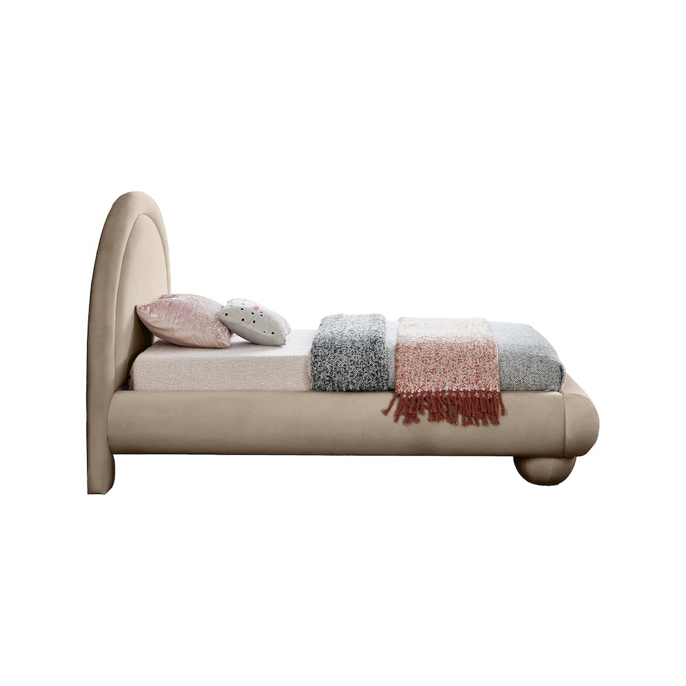 Madrid Taupe Velvet Twin Bed. Picture 3