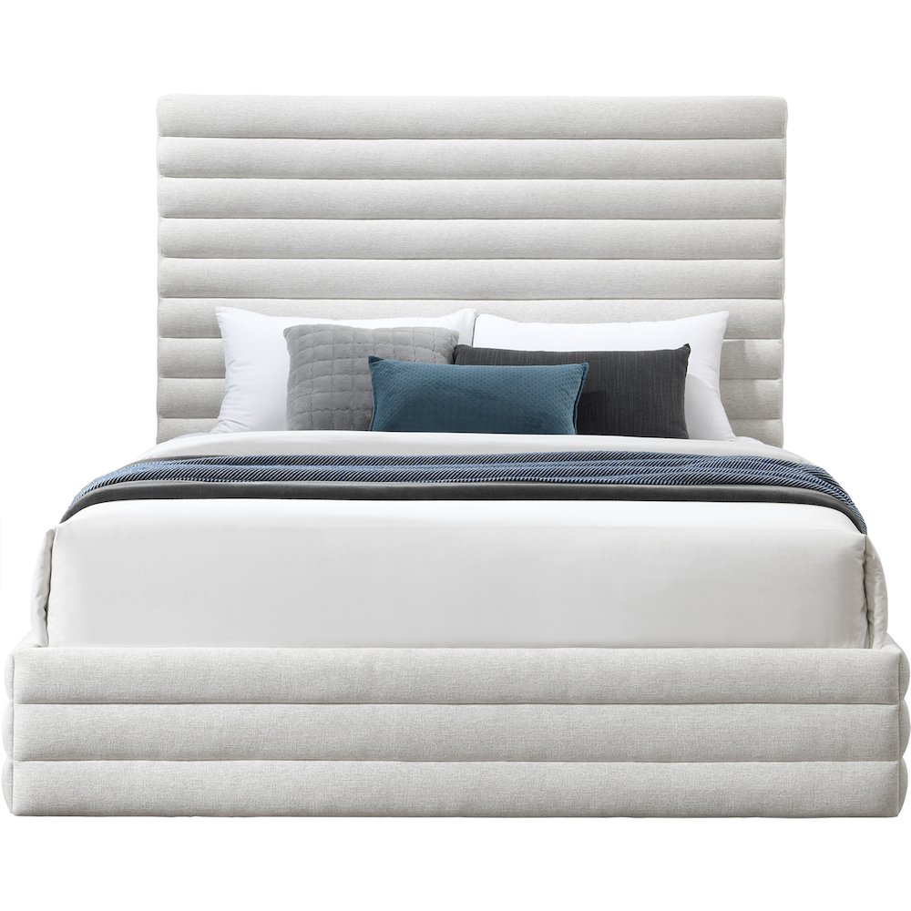 Maxwell Cream Linen Textured Fabric Full Bed. Picture 2