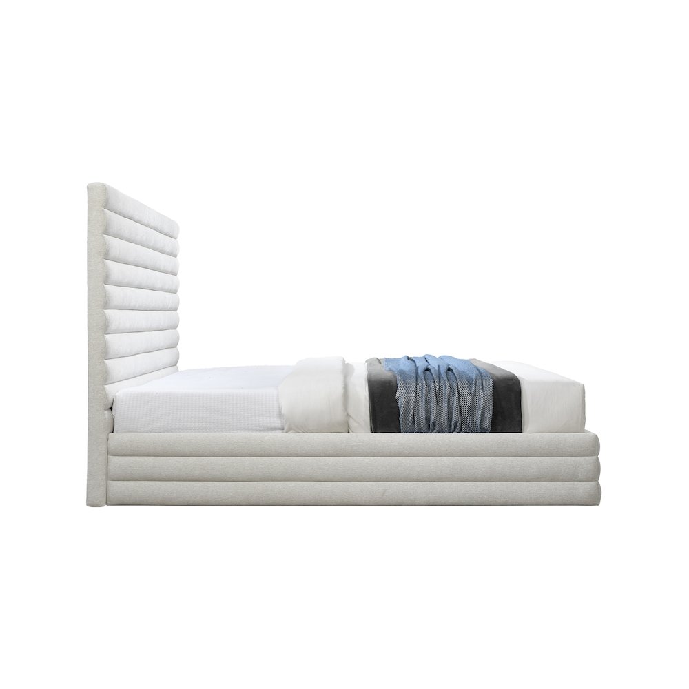 Maxwell Cream Linen Textured Fabric Full Bed. Picture 3