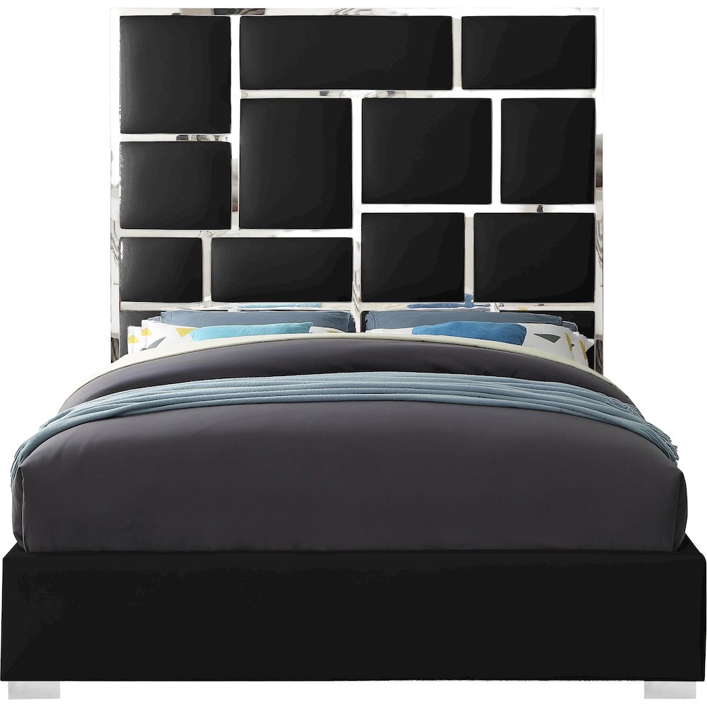 Milan Black Vegan Leather King Bed. Picture 2
