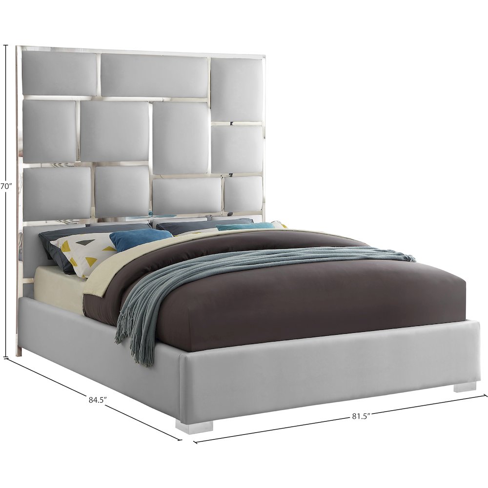 Milan White Vegan Leather King Bed. Picture 4