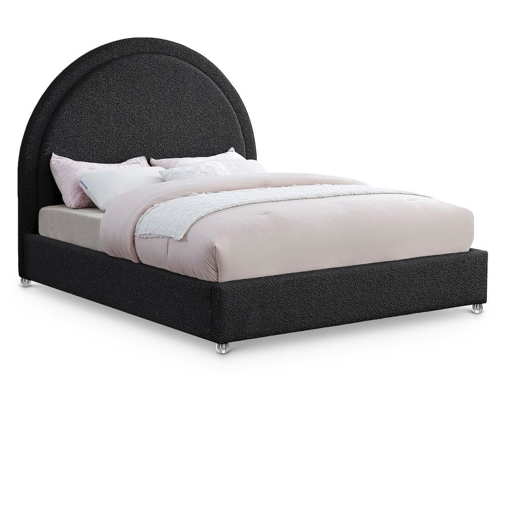 Milo Black Fabric Queen Bed. Picture 1