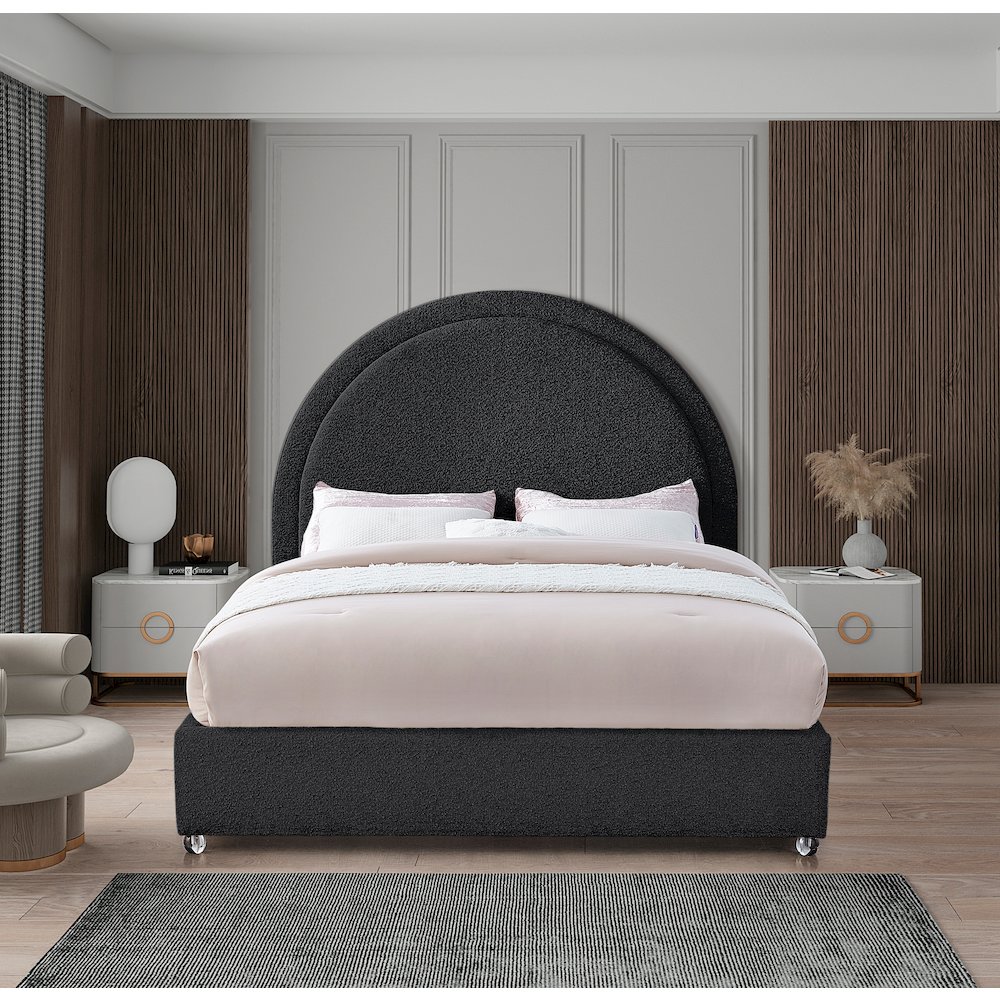 Milo Black Fabric Queen Bed. Picture 3
