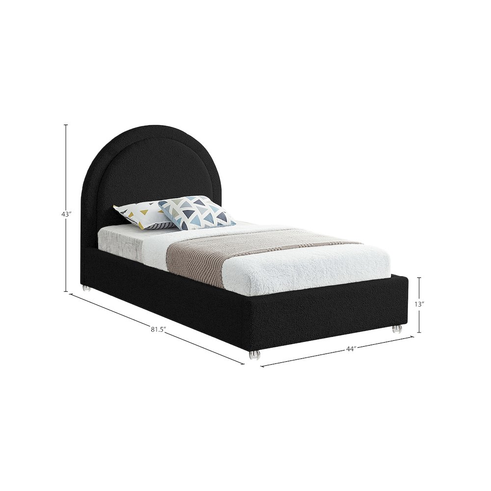 Milo Black Fabric Twin Bed. Picture 6