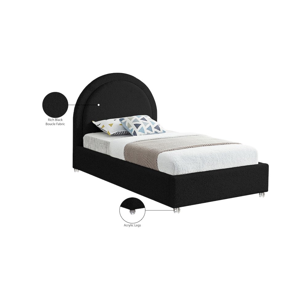 Milo Black Fabric Twin Bed. Picture 7