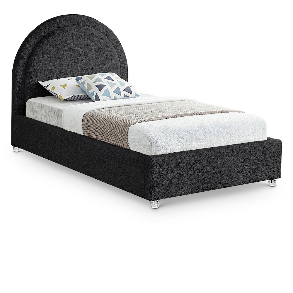 Milo Black Fabric Twin Bed. Picture 1