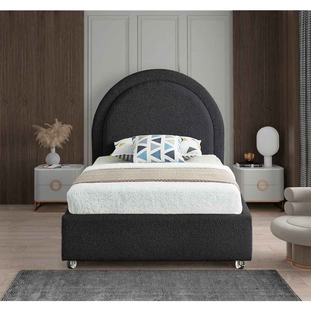 Milo Black Fabric Twin Bed. Picture 3