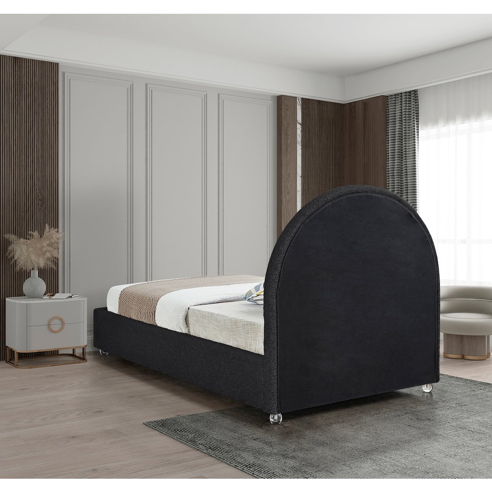 Milo Black Fabric Twin Bed. Picture 5