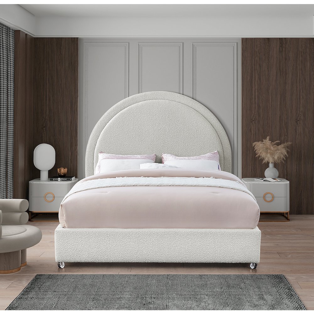 Milo Cream Fabric Full Bed. Picture 3