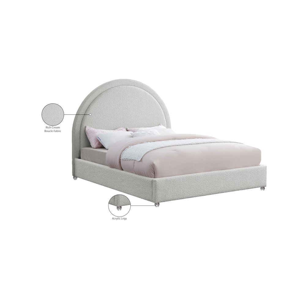 Milo Cream Fabric King Bed. Picture 7