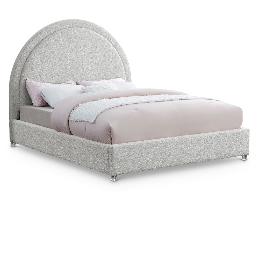 Milo Cream Fabric Queen Bed. Picture 1