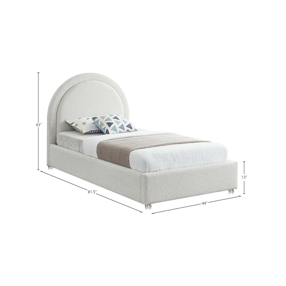 Milo Cream Fabric Twin Bed. Picture 6