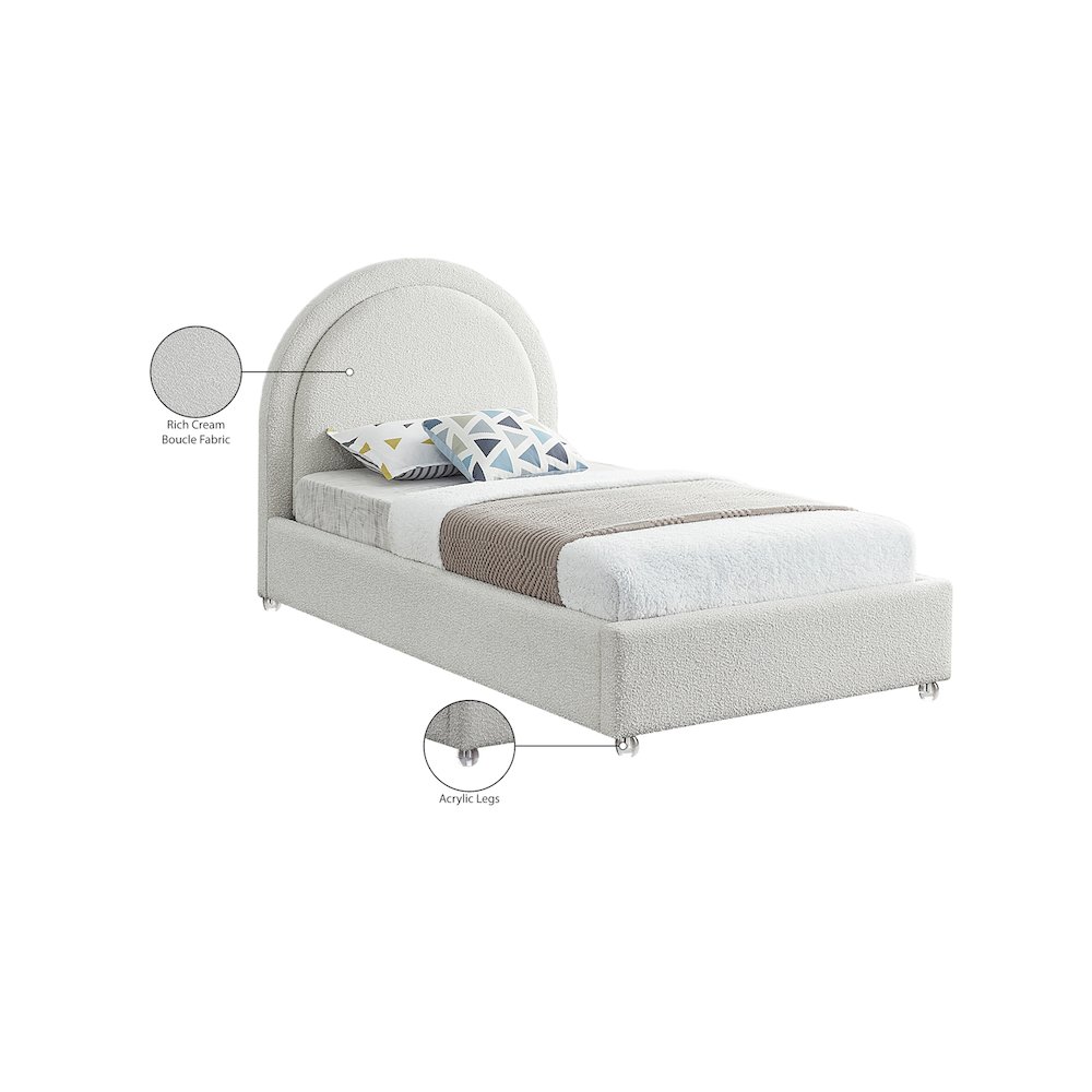 Milo Cream Fabric Twin Bed. Picture 7